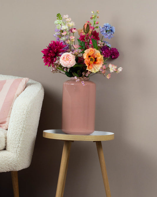 Boeket Nella, bont met pastel gemengd zijden boeket zonder onderhoud, 70-80cm hoog.